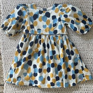 PINK CHICKEN bohemian paint print with chambray trim dress